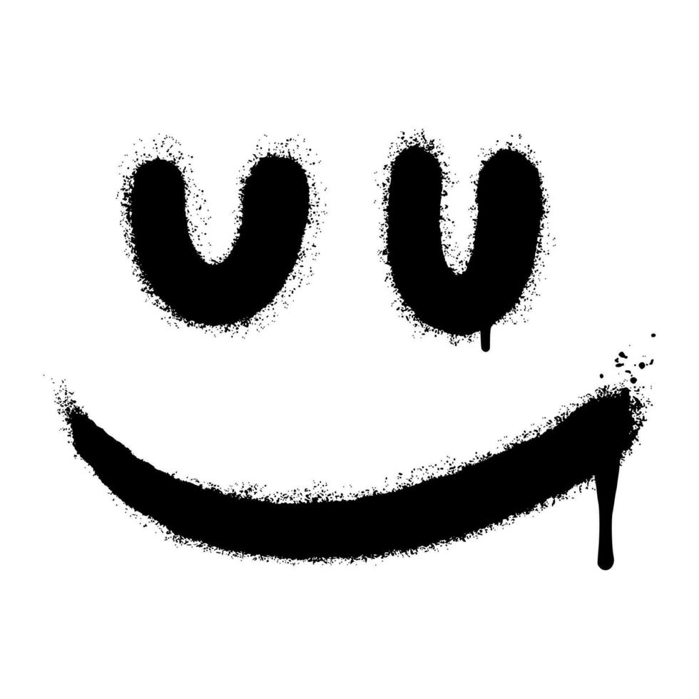 sprühen gemalt Graffiti lächelnd Gesicht Emoticon isoliert auf Weiß Hintergrund. vektor