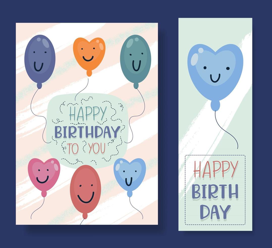Alles Gute zum Geburtstagskarte, die wunderschön mit bunten Luftballons dekoriert ist. vektor