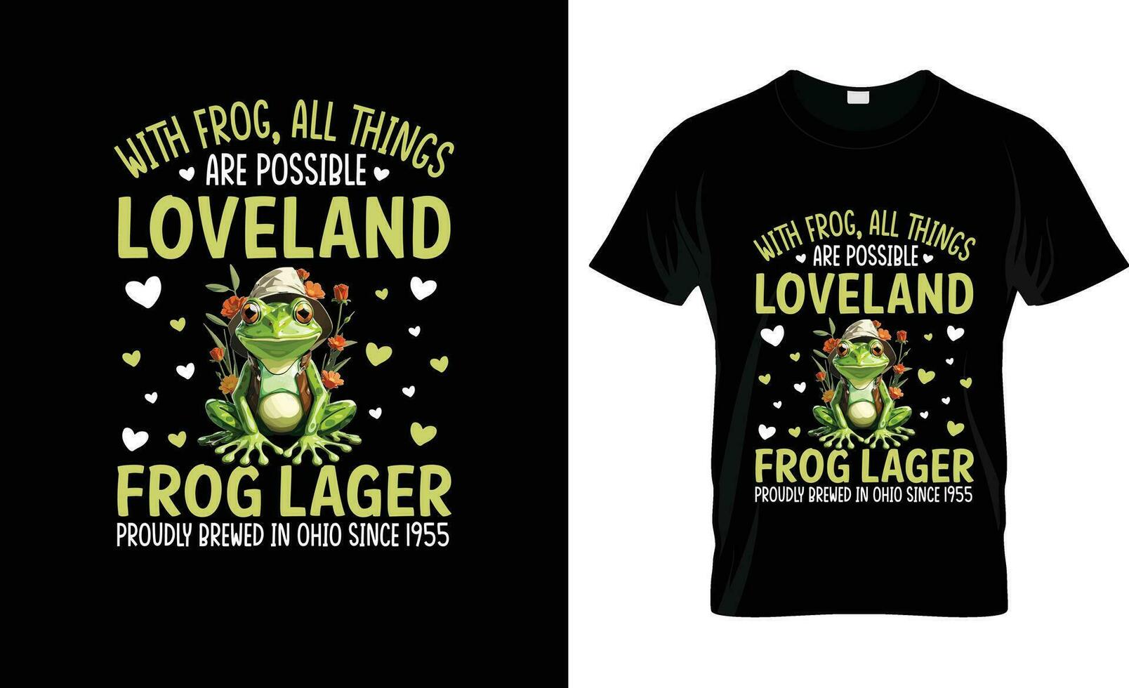 mit Frosch alle Dinge sind möglich loveland Frosch Lagerbier stolz gebraut im Ohio seit bunt Grafik T-Shirt, T-Shirt drucken Attrappe, Lehrmodell, Simulation vektor