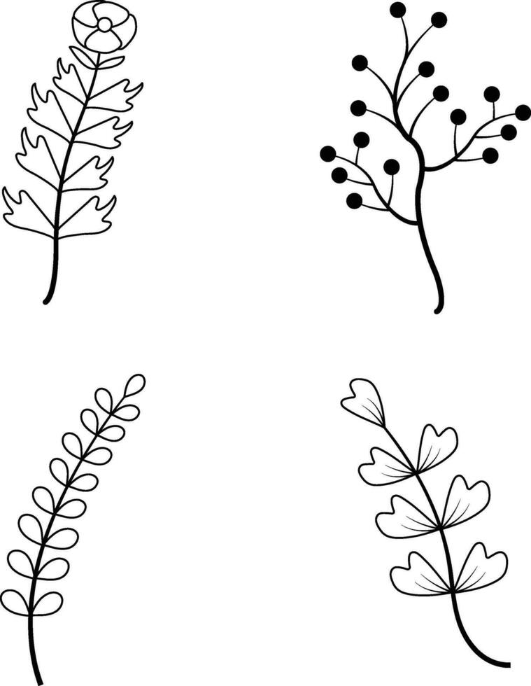 botanisch Linie Kunst Form. Vektor Illustration Satz.
