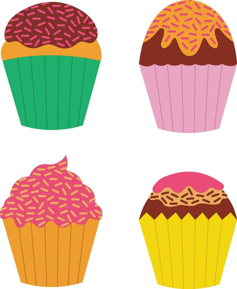 födelsedag muffin ikon uppsättning. färgrik design. vektor illustration