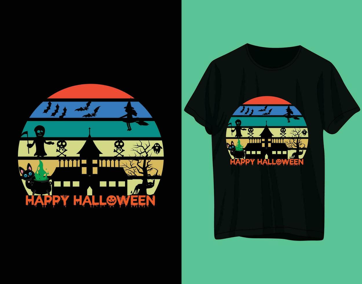 glücklich Halloween T-Shirt Design vektor