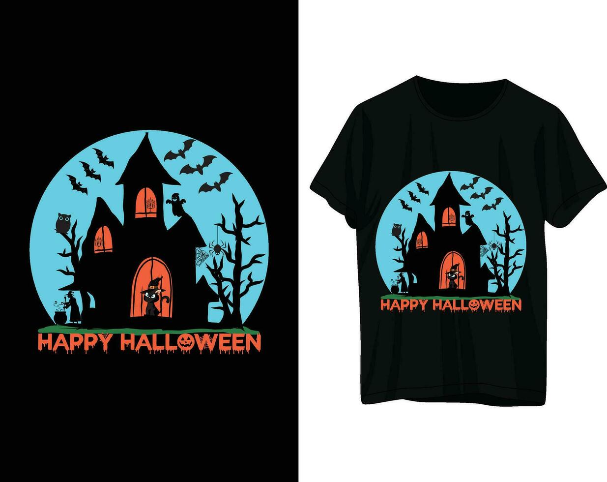 glücklich Halloween T-Shirt Design vektor