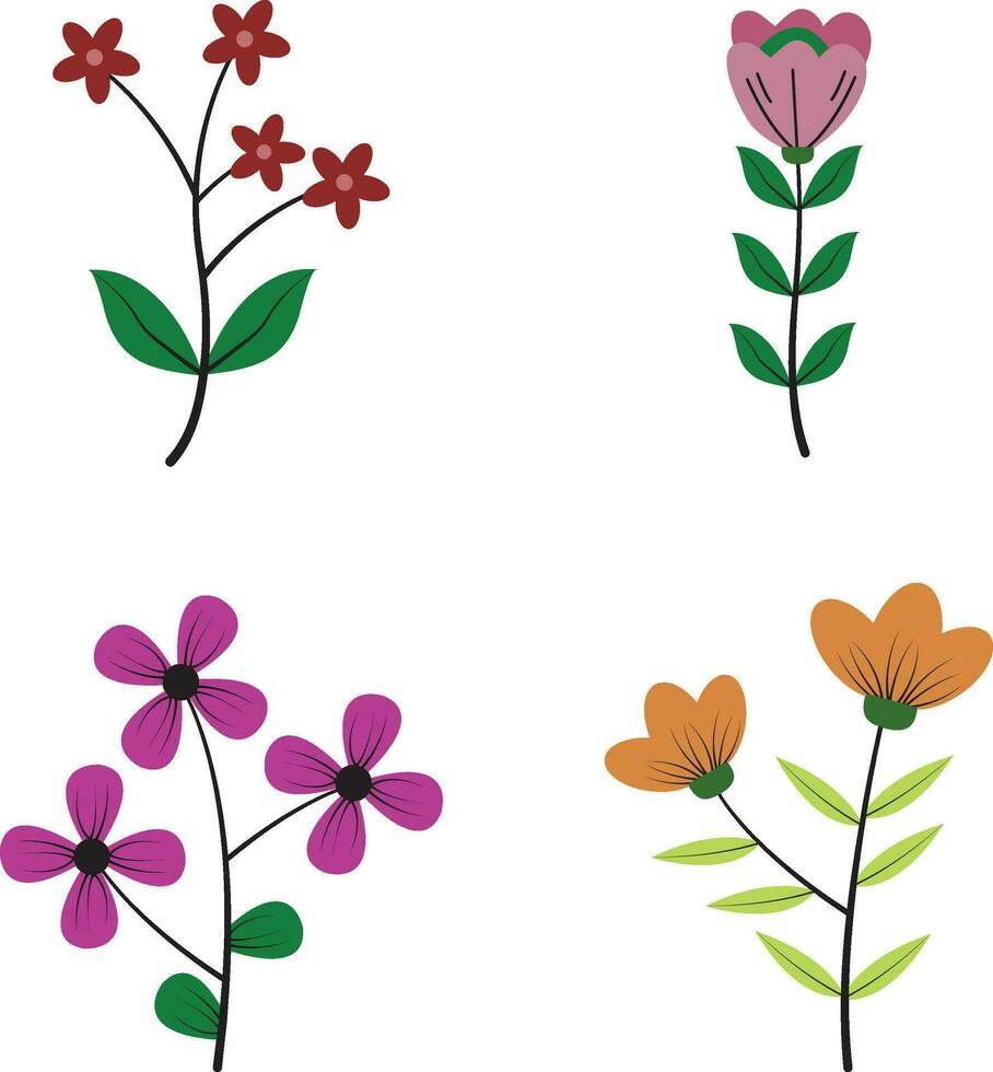 Blume gestalten Illustration mit eben Design. isoliert Vektor Satz.