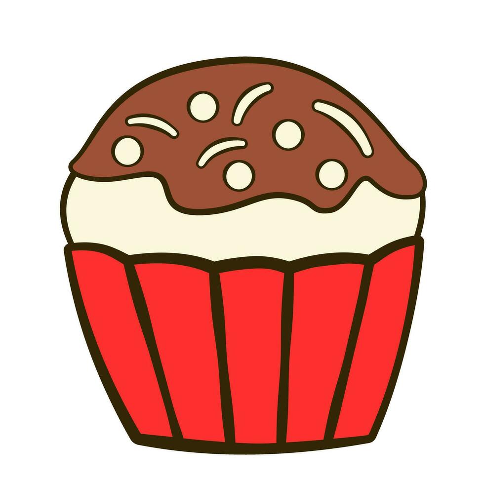 Schokolade Cupcake. eben Symbol vektor