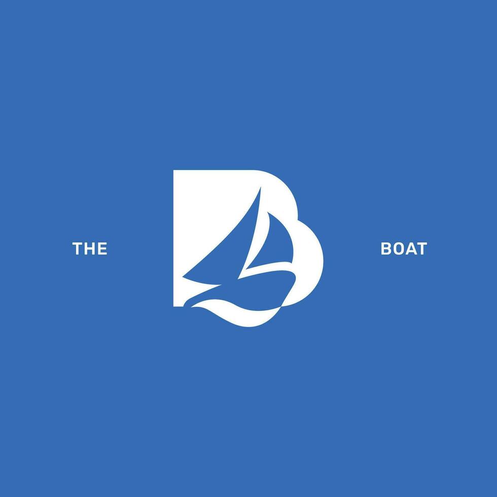 Logo Vektor zum Gold Boot Schiff Segeln auf das Meer mit Sonnenschein mit Brief b zum Logogramm.