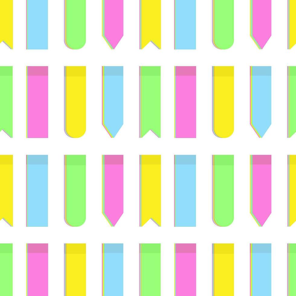nahtlos Muster von bunt Büro Papier Hinweis Aufkleber von verschiedene Formen im modisch hell Farbtöne. eps vektor