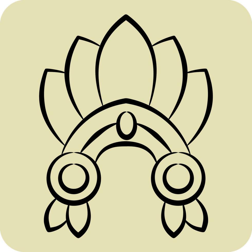 ikon indisk röd krona. relaterad till inhemsk människor symbol. hand dragen stil. enkel design redigerbar. enkel illustration vektor