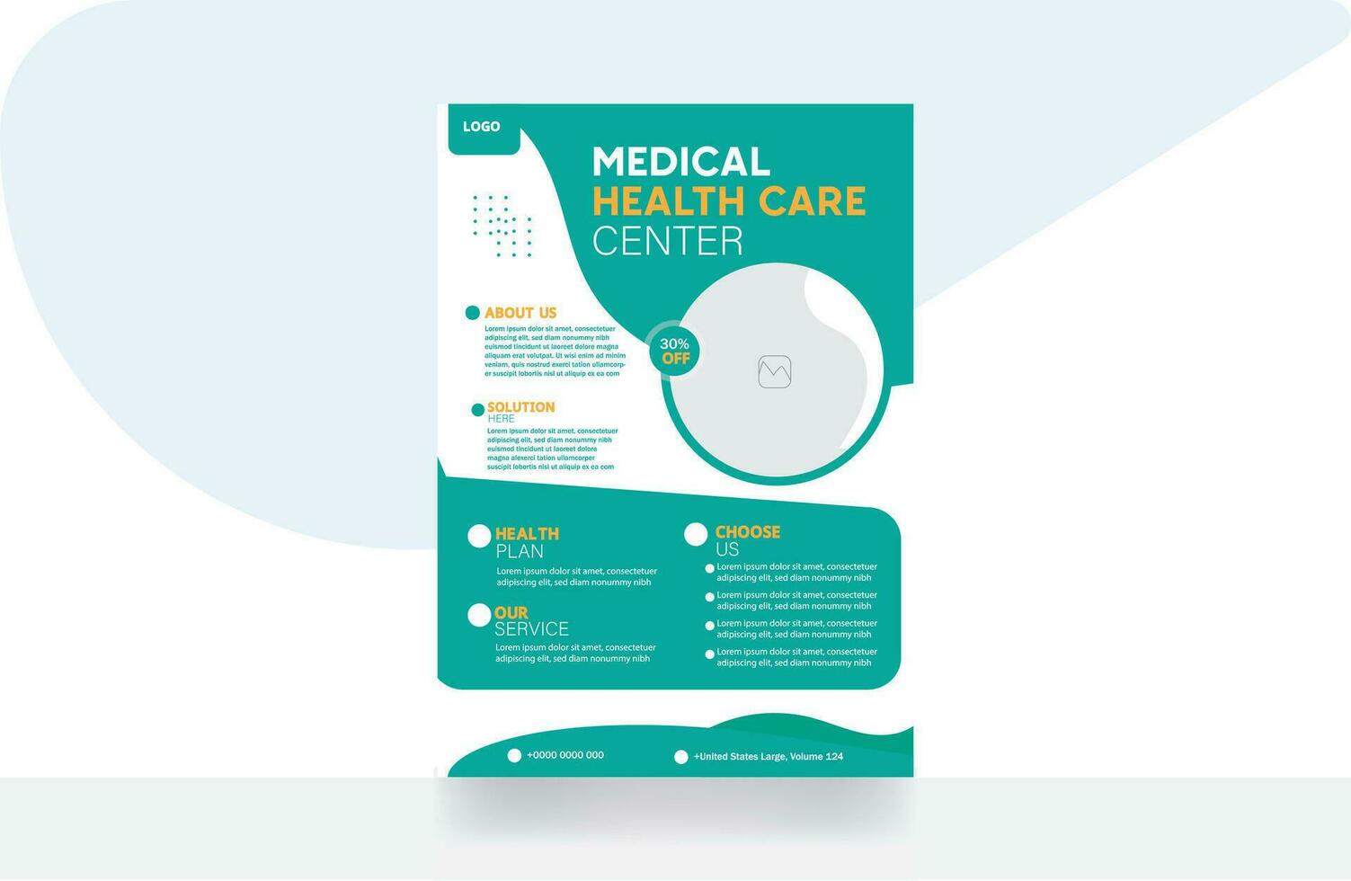 medizinisch Gesundheit Pflege korporativ Flyer Broschüre Design Flyer Krankenhaus Banner Startseite Hintergrund Vorlage vektor