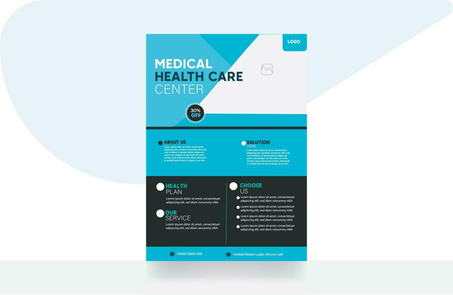 Krankenhaus korporativ Flyer Broschüre Design Flyer medizinisch Pflege Banner Startseite Hintergrund Vorlage vektor