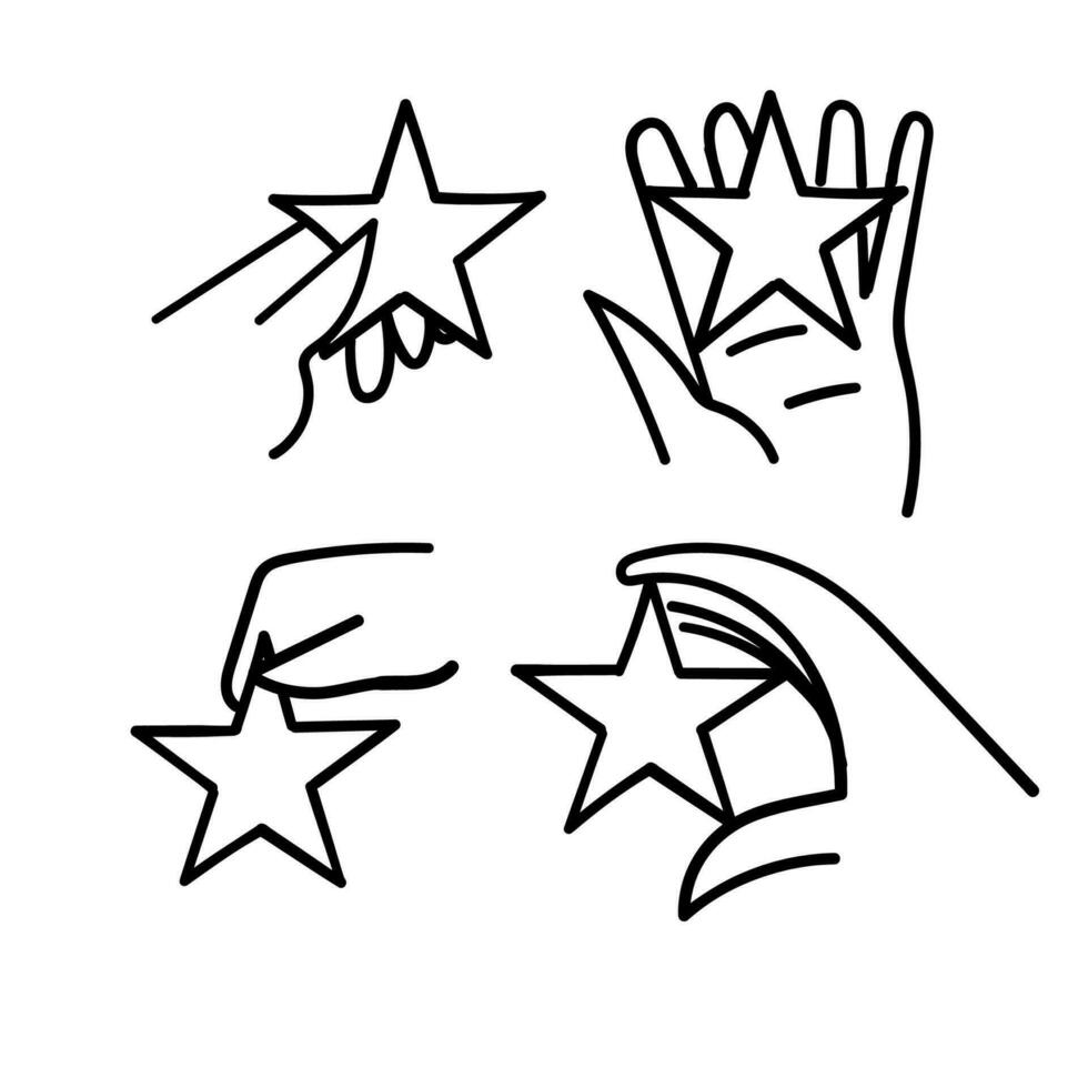 Hand gezeichnet Gekritzel Hand halten Star gestalten Illustration Vektor