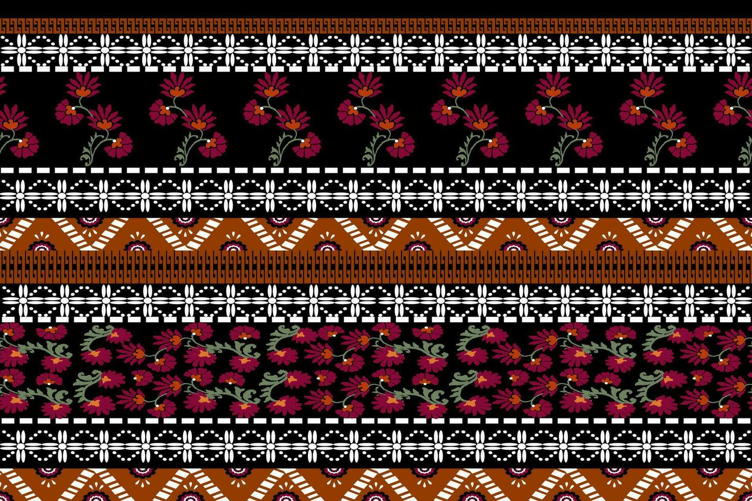 nahtlos Muster mit Blumen- Rand ethnisch Vektor Blumen- Illustration im asiatisch textil.ethnisch Grenzen