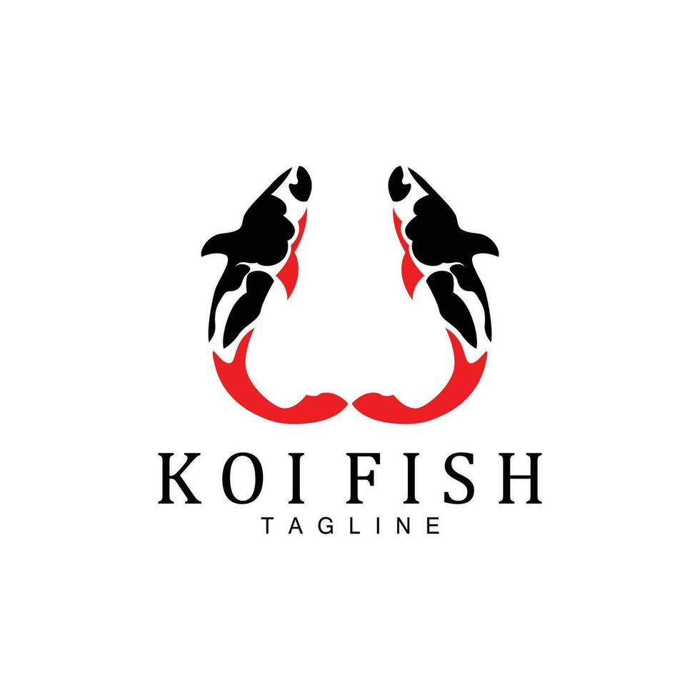 Koi-Fisch-Logo-Design, chinesischer Glücks- und Triumph-Zierfischvektor, Firmenmarke Goldfisch-Symbol vektor