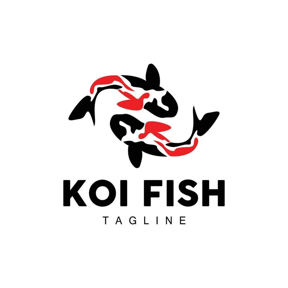 Koi-Fisch-Logo-Design, chinesischer Glücks- und Triumph-Zierfischvektor, Firmenmarke Goldfisch-Symbol vektor