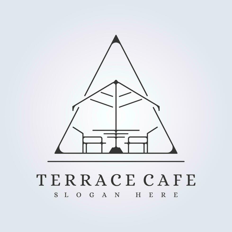 draussen Terrasse Cafe Logo Symbol Symbol Zeichen Linie Kunst Vektor Illustration Design Abzeichen