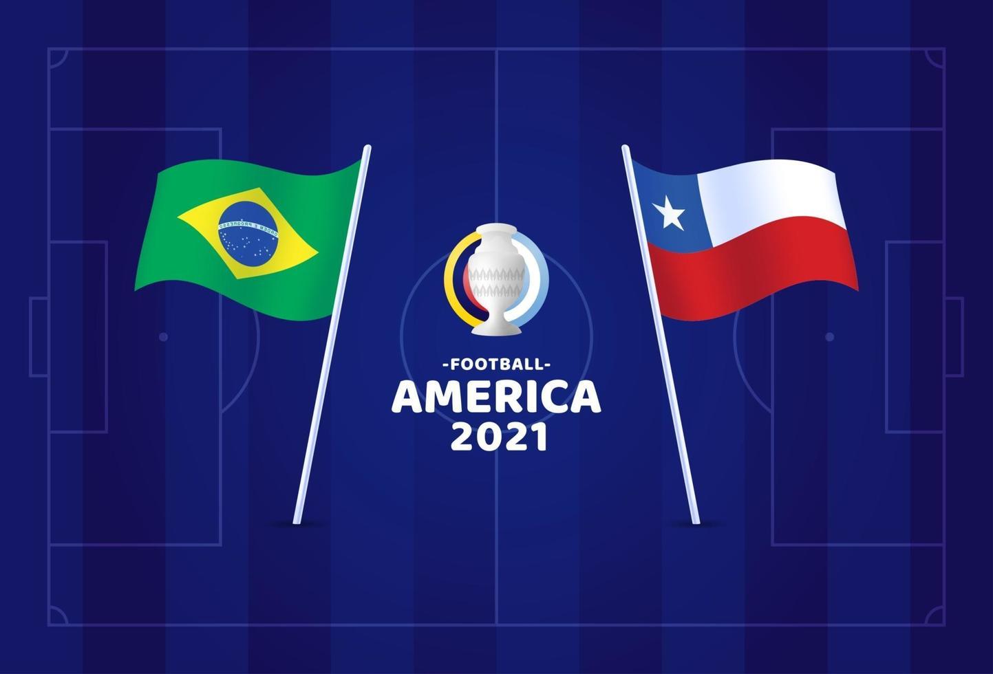 Brasilien vs Chile match vektorillustration fotboll 2021 mästerskap vektor