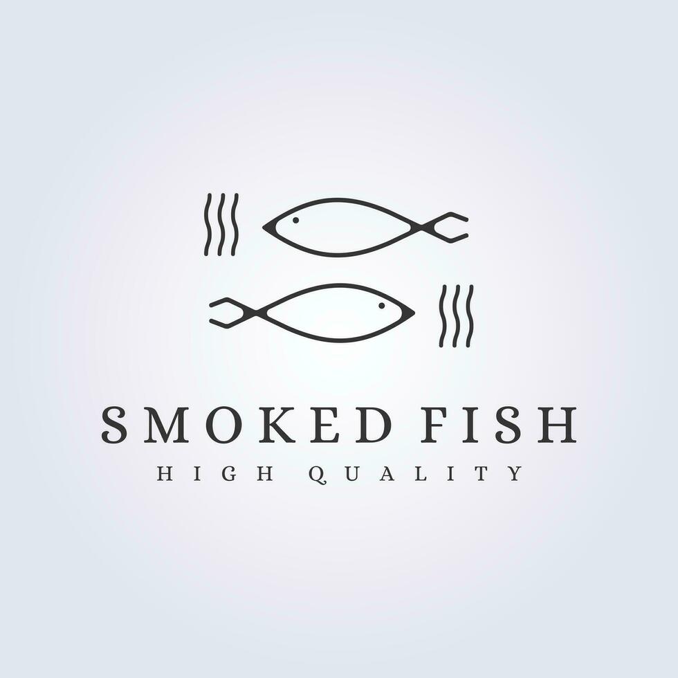 geräuchert Fisch Logo einfach minimalistisch Linie Kunst Symbol Symbol Zeichen Vorlage Hintergrund Vektor Illustration Design