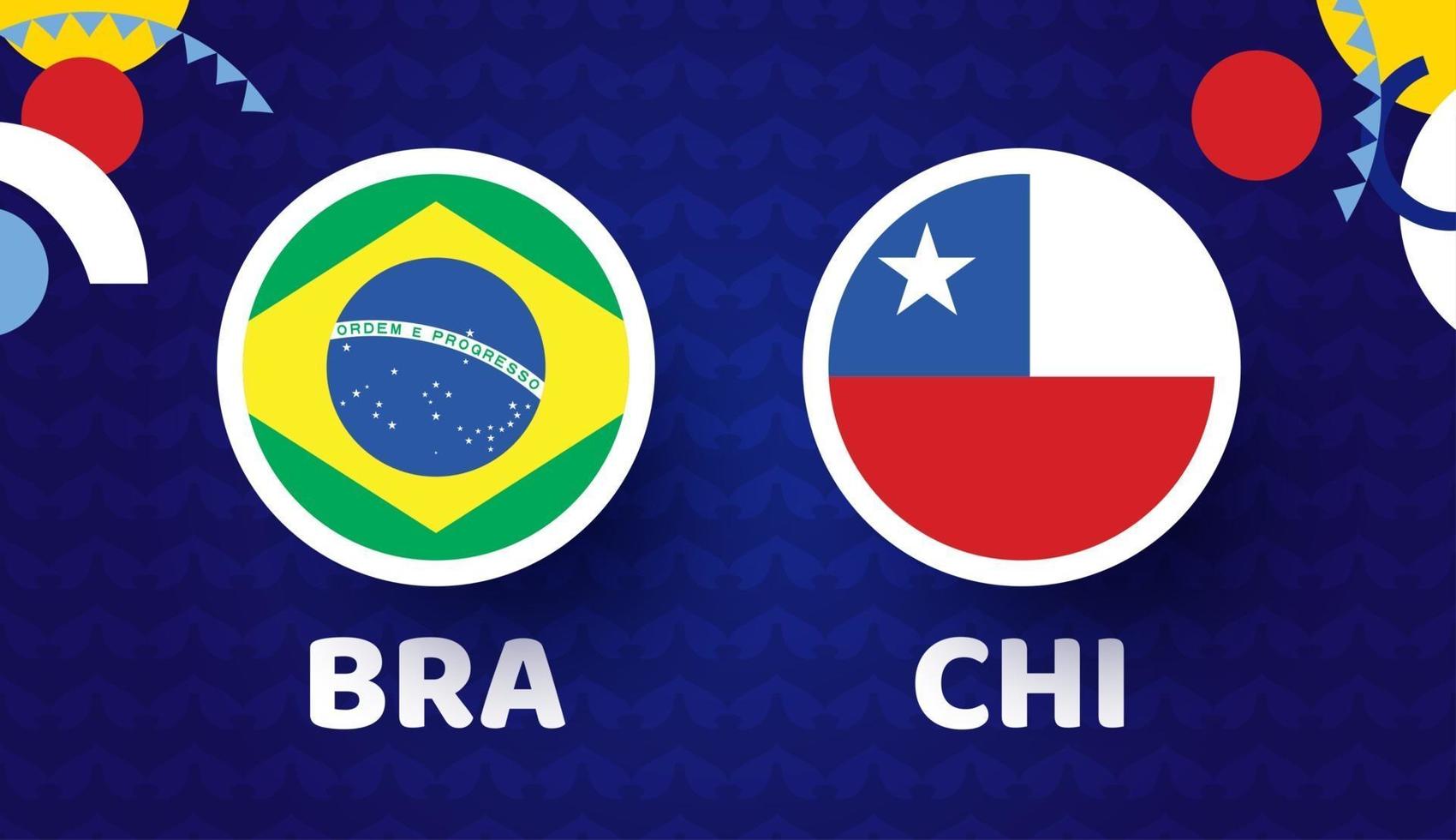 Brasilien vs Chile match vektorillustration fotboll 2021 mästerskap vektor