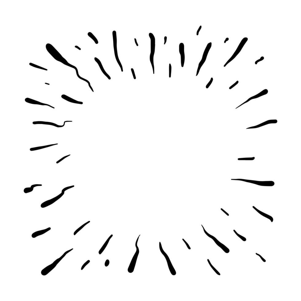 starburst eller sunburst hand ritade. fyrverkeri. klotter design element. vektor illustration