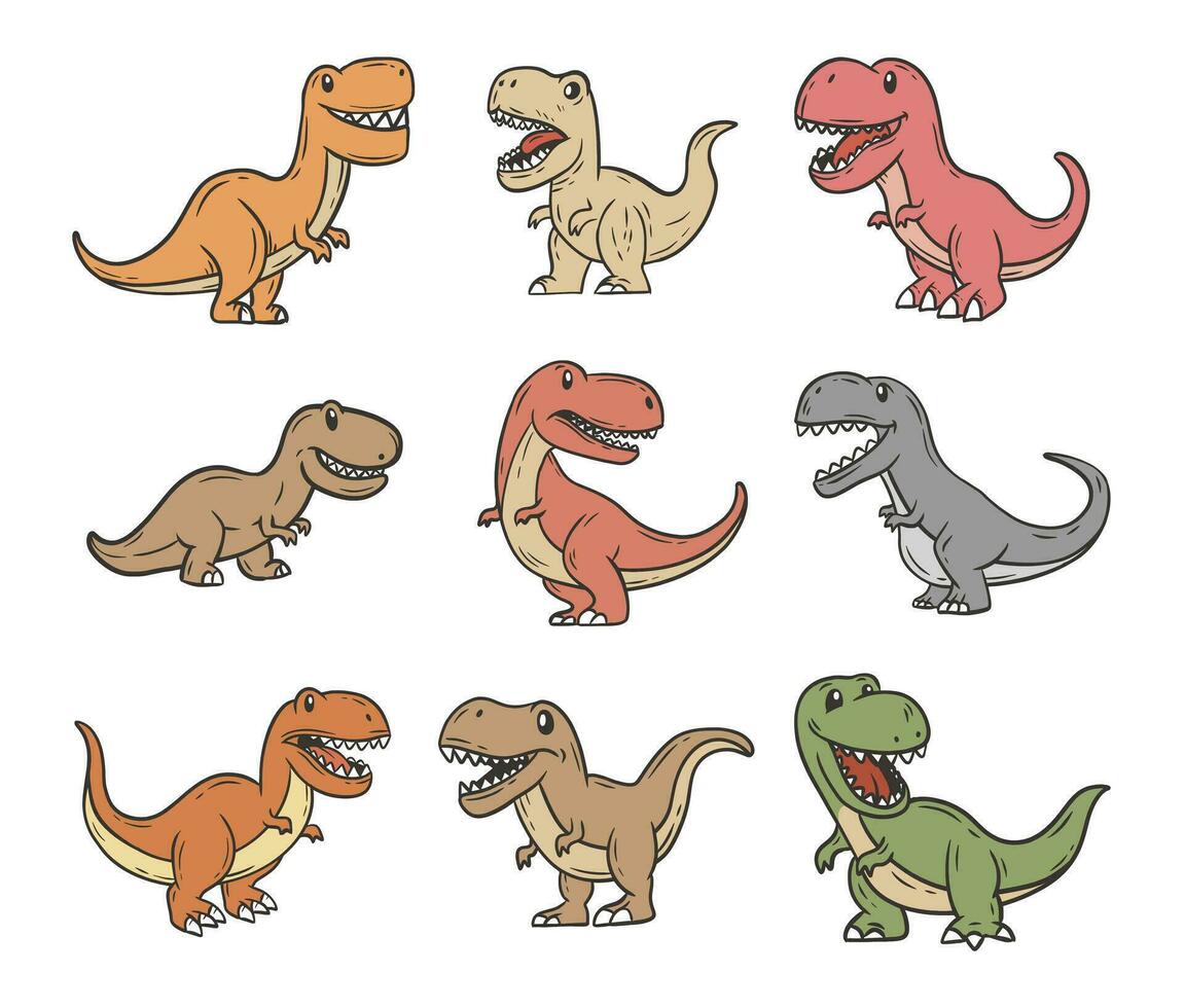 dinosaurie tyrannosaurus t rex klotter tecknad serie vektor illustration