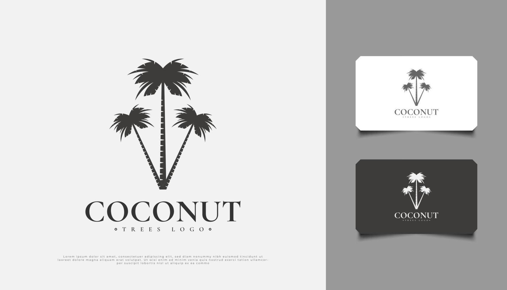 tre kokosnötter träd logo design, lämplig för semesterort, resor eller turistindustrin vektor