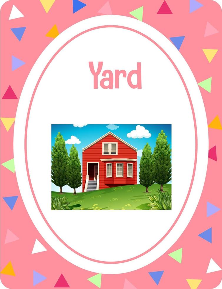 ordförråd flashcard med word yard vektor