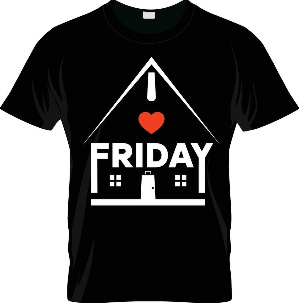 jag kärlek fredag, handla Lagra t-shirt design. hjärta symbol kombination man och kvinna. ikon kombinera design. vektor