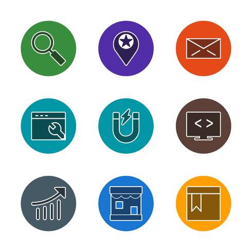 Satz von Vector SEO Search Engine Optimization Icons