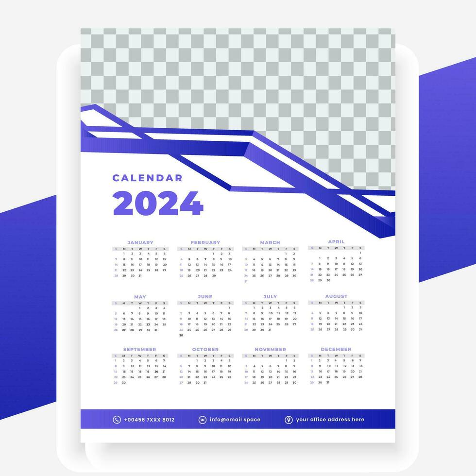 vektor modern stil ny år 2024 kalender mall