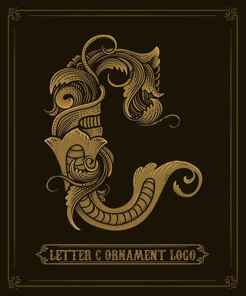 Jahrgang Ornament Logo Brief c - - Vektor Logo