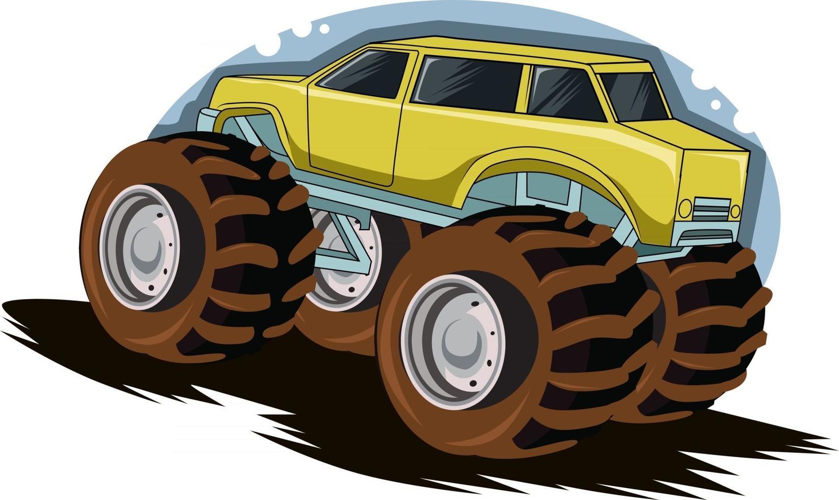 der gelbe klassiker großer monstertruck vektor