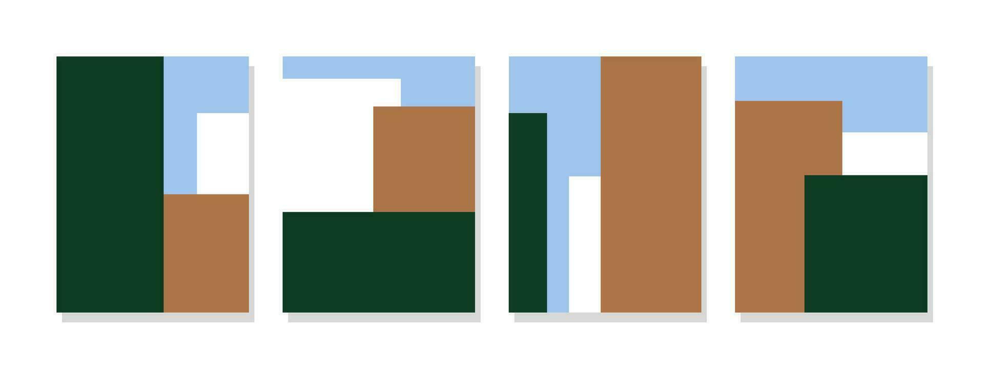 abstrakt Darstellung von ein geometrisch Gebäude im minimalistisch modern Kunst Stil. beschwingt Farben Ideal zum Mauer Kunst, Poster, Banner, Karten, und Dekor. vektor