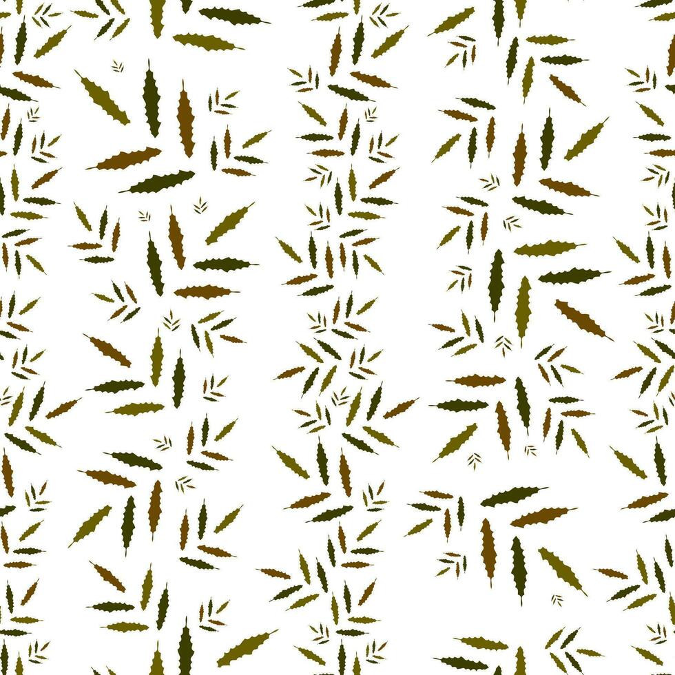 nahtlos Muster mit Grün gezackt Ringelblume Blätter auf ein Weiß Hintergrund vektor