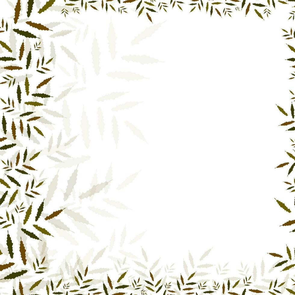 süß Rand Rahmen mit Grün gezackt dekorativ Pflanze Blätter mit Kopieren Raum auf ein Weiß Hintergrund vektor