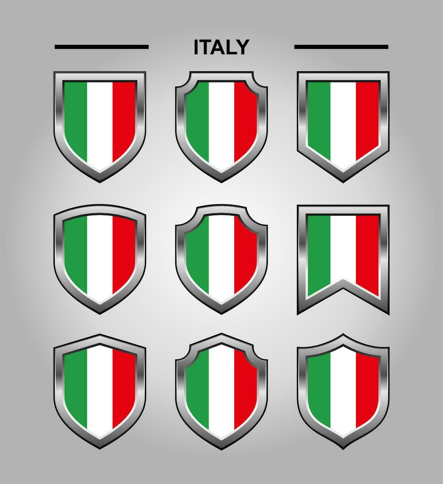 Italien nationell emblem flagga och lyx skydda vektor