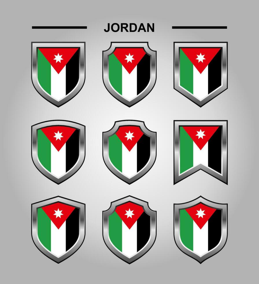 Jordan National Embleme Flagge und Luxus Schild vektor