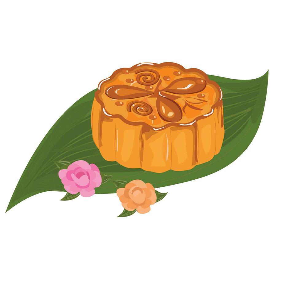 Mondkuchen Vektor Illustration Satz. traditionell Chinesisch Mondkuchen im ganze voll Größe, Hälfte geschnitten, Stücke, Quartal. Mondkuchen zum Mitte Herbst Festival. Bäckerei. asiatisch Lebensmittel. Mond Kuchen Clip Kunst.