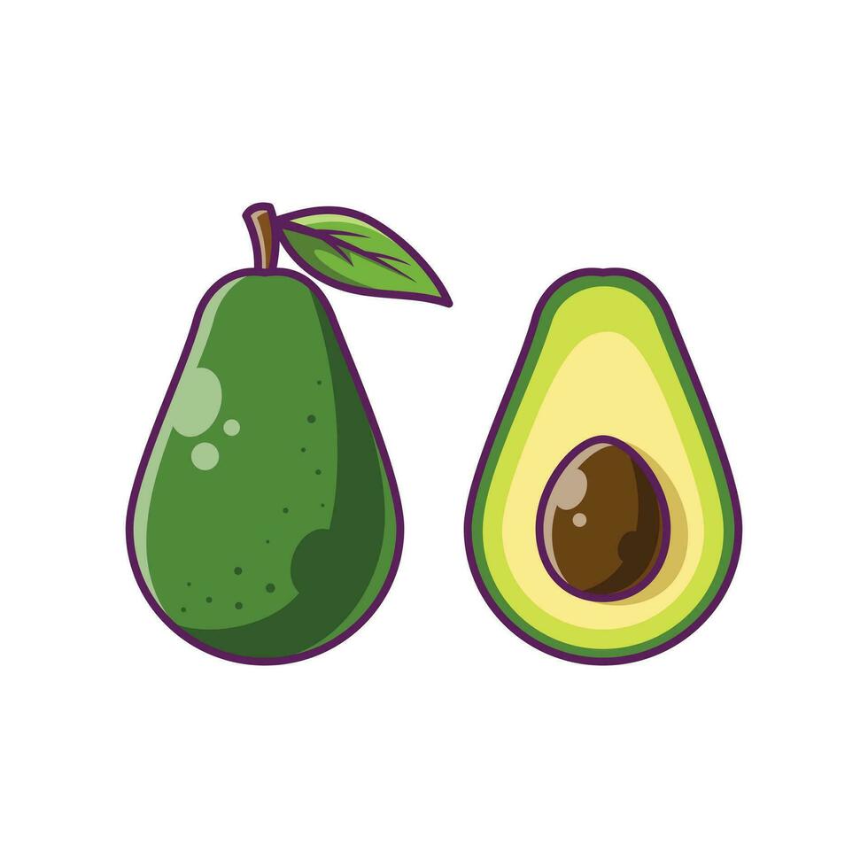 avokado frukt tecknad serie vektor illustration design. frukt premie illustration isolerat.