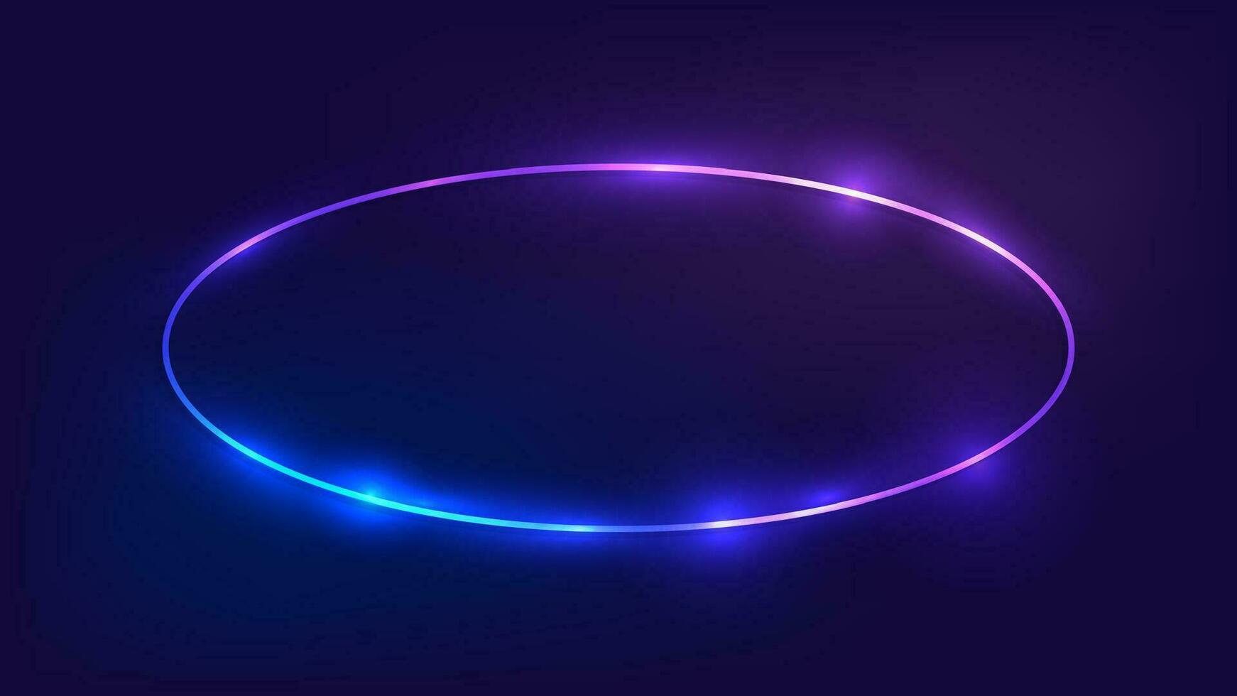 neon oval ram med lysande effekter på mörk bakgrund. tömma lysande techno bakgrund. vektor illustration.
