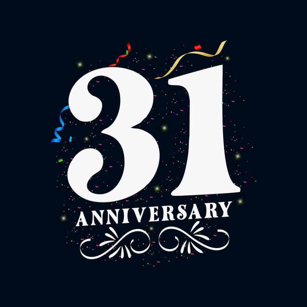 31 årsdag lyxig gyllene Färg 31 år årsdag firande logotyp design mall vektor