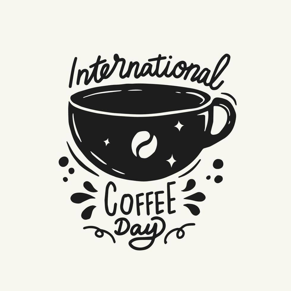 internationell kaffe dag illustration. hand dragen klotter skiss stil vektor