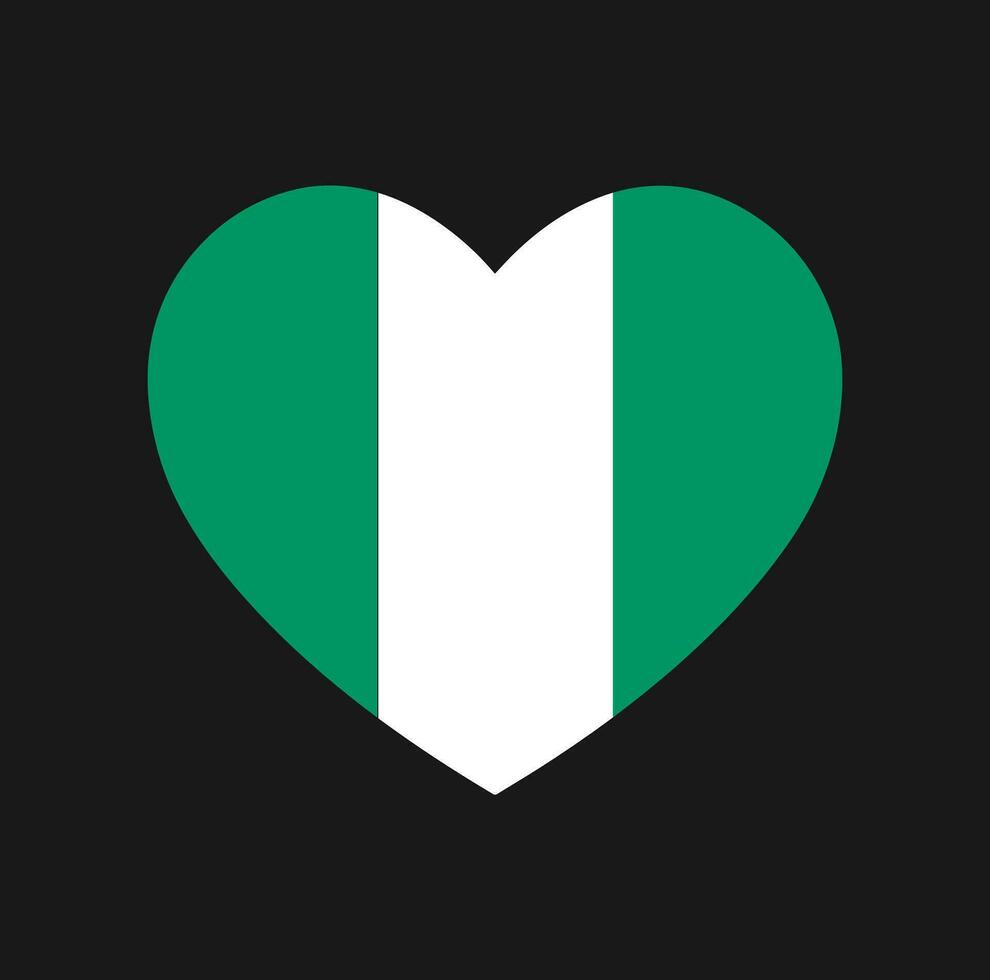 Nigeria National Flagge mit ein Herz gestalten Symbol. vektor