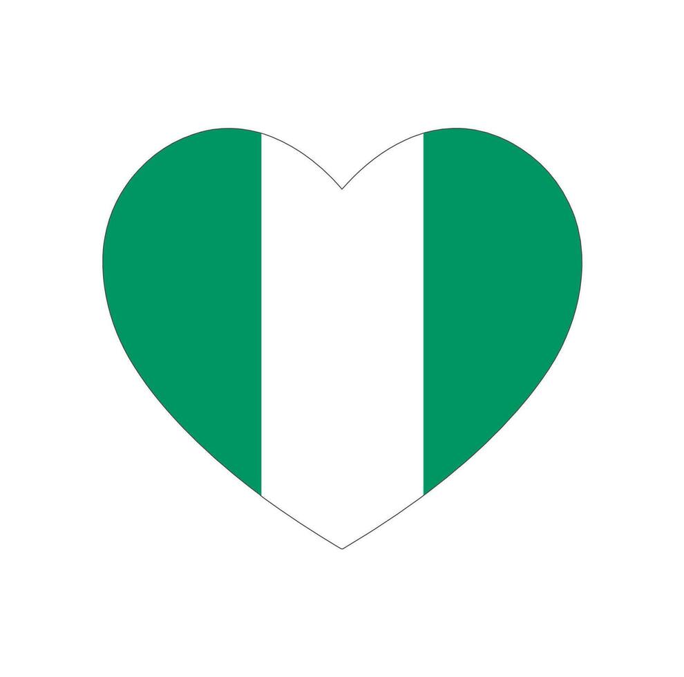 nigeria nationell flagga med en hjärta form icon.benin vektor Karta typografi ikon.