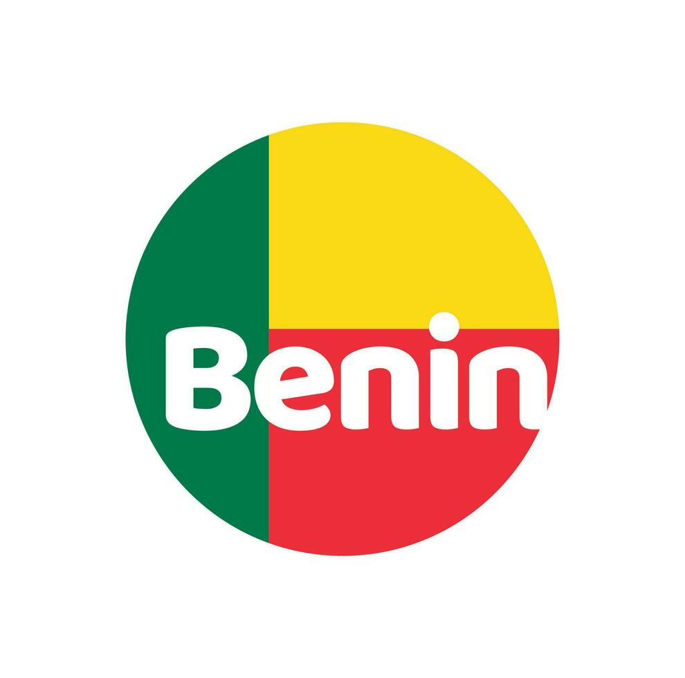 Benin Land Name Vektor Beschriftung mit National Flagge Farbe.