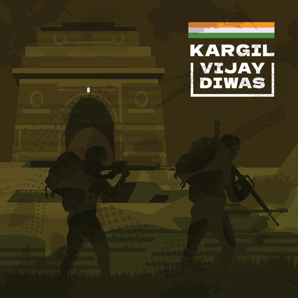 Soldat in Aktion Kargil Vijay Diwas vektor