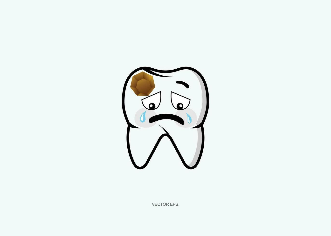 ein Karikatur Zahn zerfallen mit ein traurig Gesicht vektor