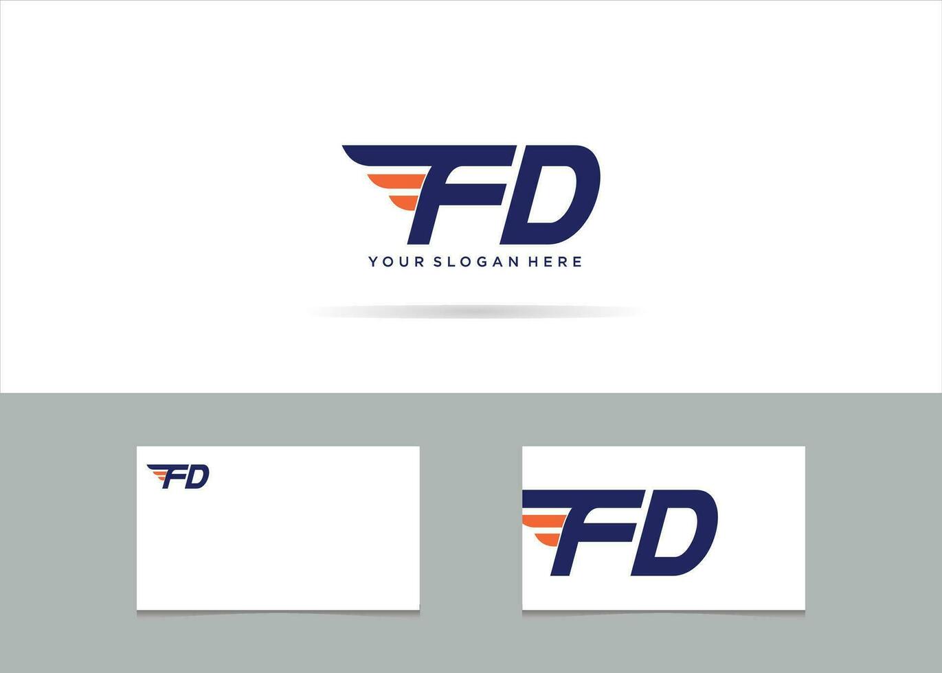 de fd logotyp och företag kort design vektor