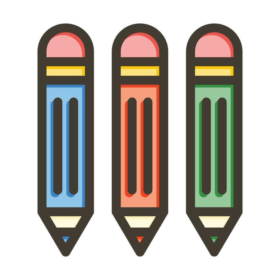 Färg pennor vektor tjock linje fylld färger ikon för personlig och kommersiell använda sig av.
