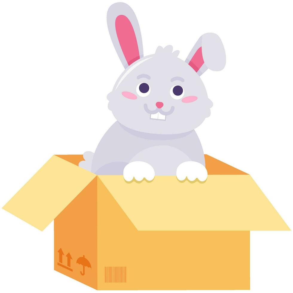obdachlos ohrig Hase im Karton Box Konzept vektor