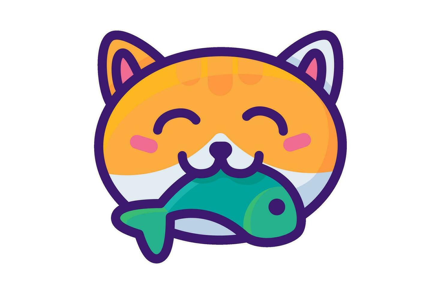 klein Katze Essen Fisch Gliederung gestreichelt Symbol vektor